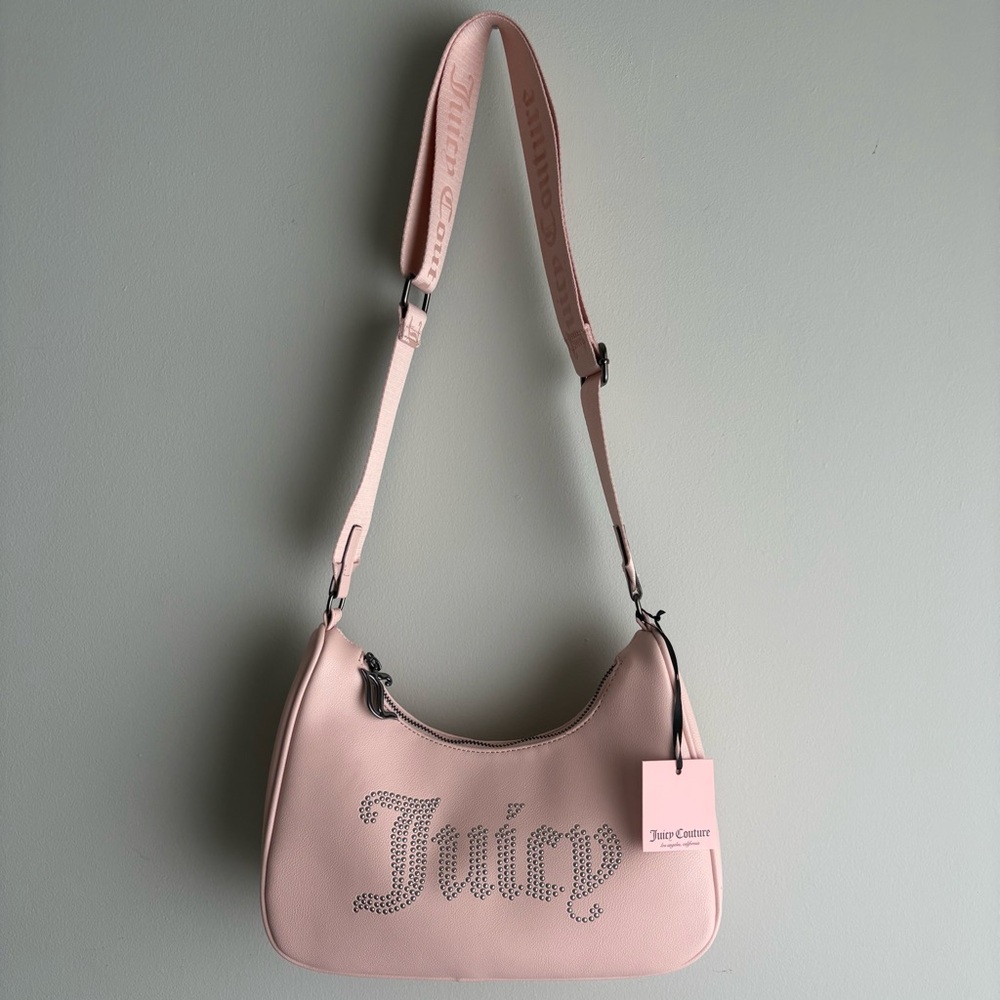 Juicyโ Couture Pink Shoulder Bag โ Rhinestone Logo
